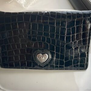 Brighton Bellissimo Heart Folio Wallet 73/4 by 4 3/4”, Stunning Black Travel